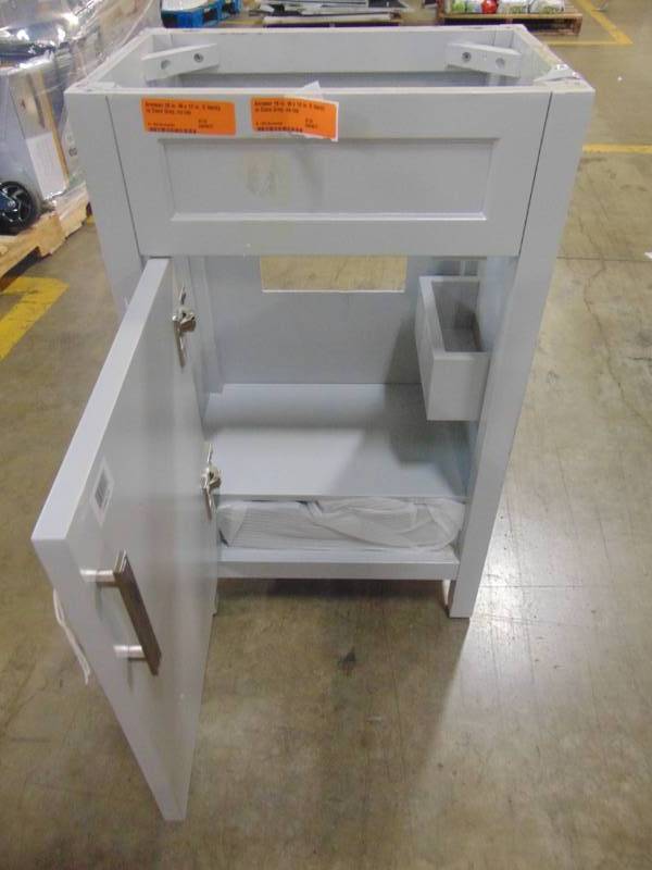 lot 57 image: Arvesen 18 in. W x 12 in. D Vanity in Dove Grey - Cabinet Only