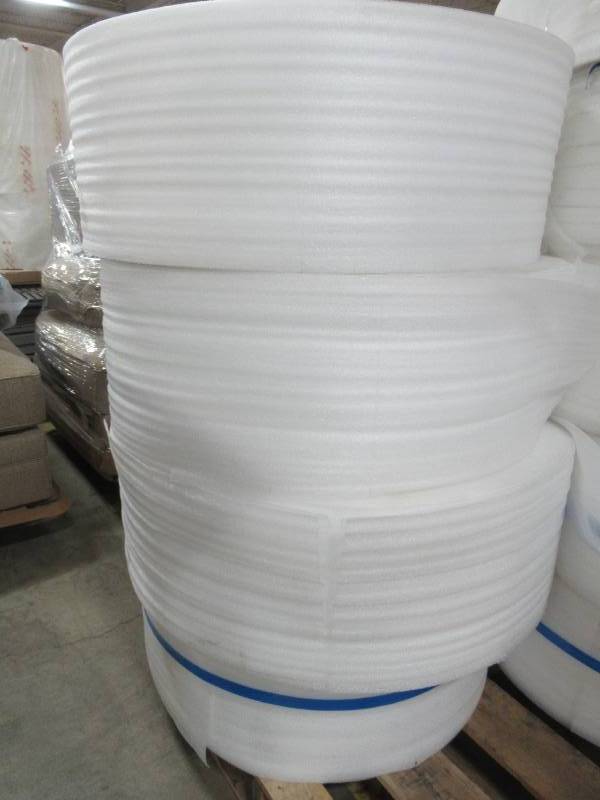 lot 203 image: 4 Rolls of Micropak Perforated Polypropylene Foam Sheet Cushion 12 X 1500 ft. Perforation every 14 12, 87619.