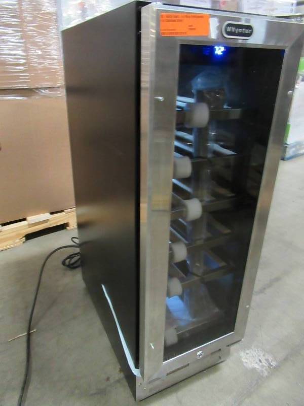 lot 315 image: Whynter 18-Bottle Built-In Wine Refrigerator in Stainless Steel BWR-18SD NEW.