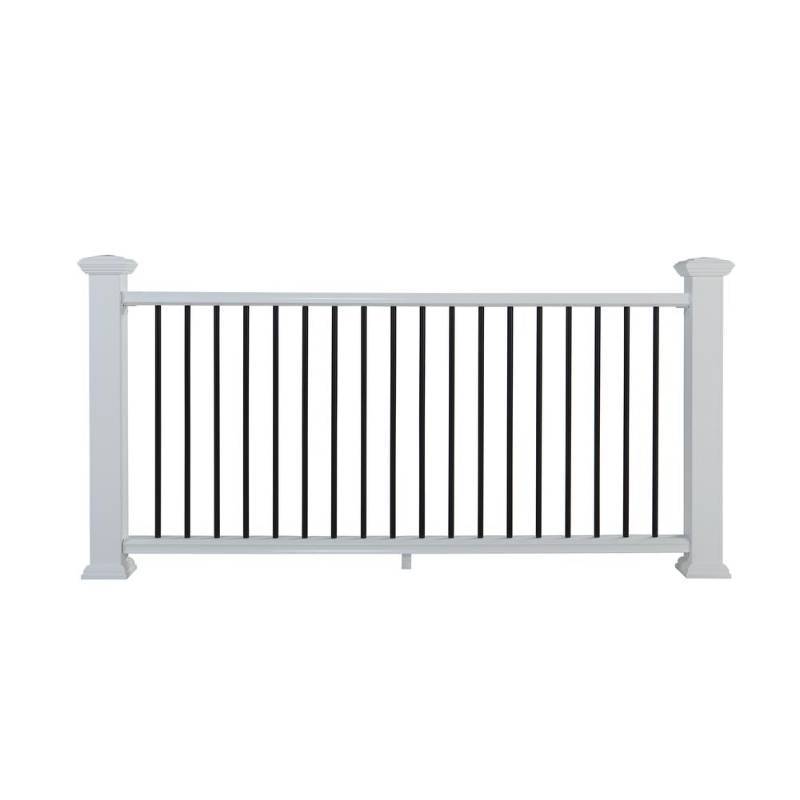 lot 226 image: Veranda ArmorGuard Regency 8 ft. x 3 ft. White Unrouted Composite Rail Section with Round Metal Balusters. SEC17 RW U8 WMTL KD