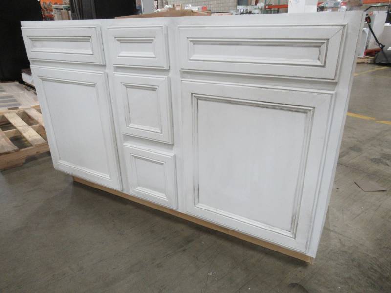 lot 299 image: Diamond Custom VanityKitchen Cabinet in White Measures Approximately 54 X 20 34 X 34 12 Tall