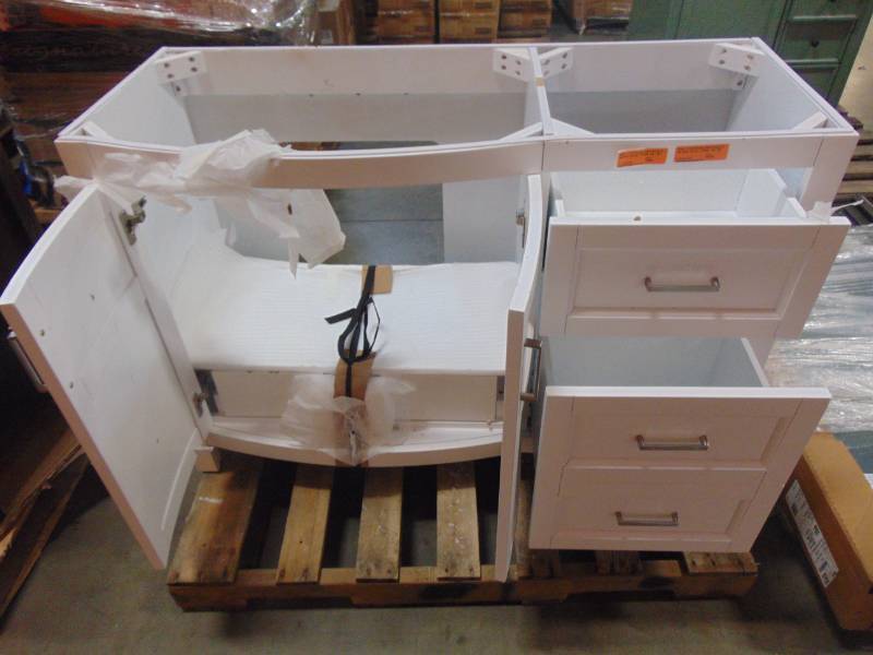 lot 82 image: allen  roth Moravia White Single Sink Vanity Cabinet Only 1142VA-48-201