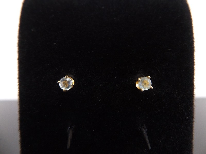 lot 57 image: 14k Yellow Gold Topaz Post Earrings