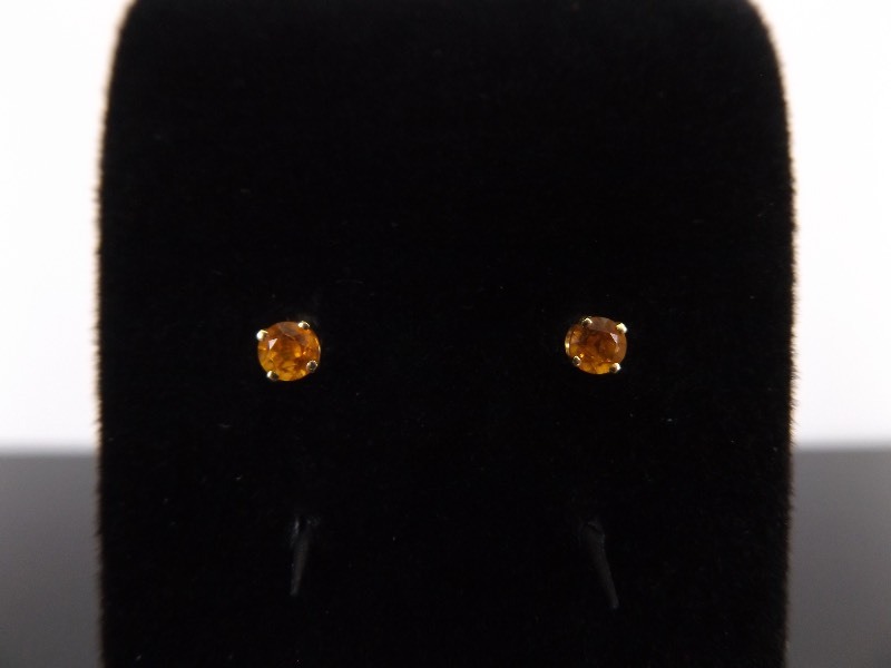 lot 58 image: 14k Yellow Gold Citrine Post Earrings