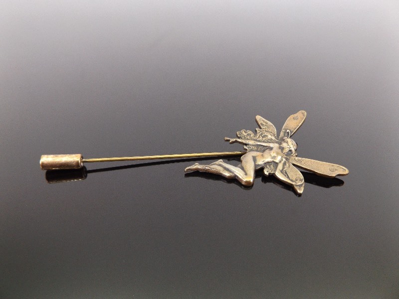 lot 69 image: Authentic Period Piece Art Nouveau Fairy 3.25 Stick Pin