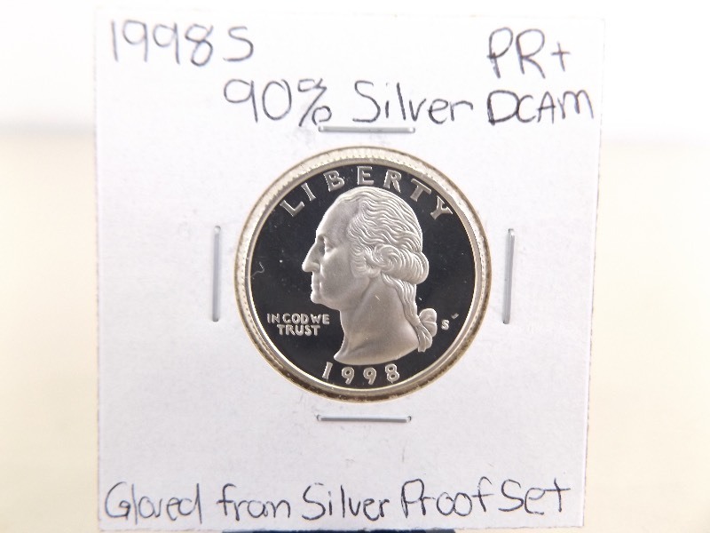 lot 84 image: 1998-S High Grade Proof&nbsp90% Silver Washington Quarter