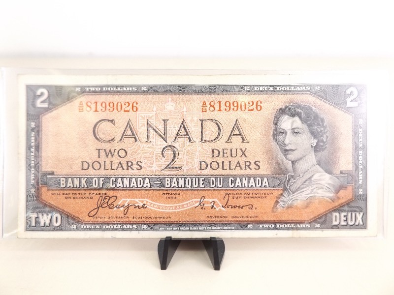 lot 88 image: RARE 1954 Canada Devil Face $2 Bill
