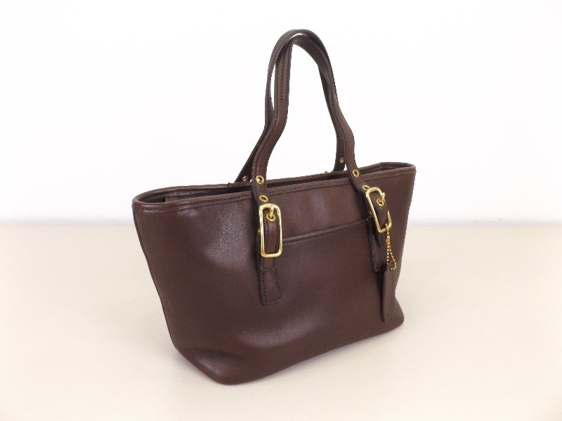lot 48 image: Authentic COACH Brown Leather Mini Market Tote