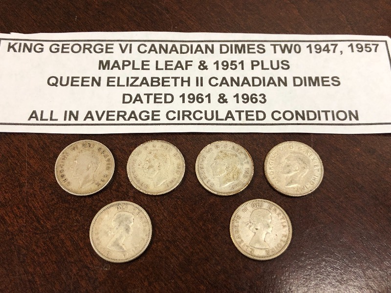 (4) King George VI Canadian Dimes & (2) Queen Elizabeth Canadian Dimes