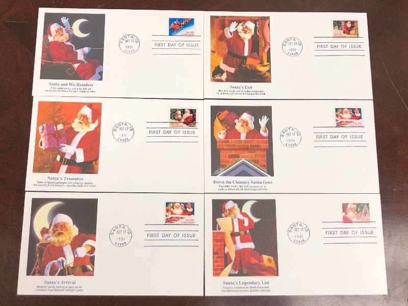 (6) 1991 Santa Claus First Day Covers