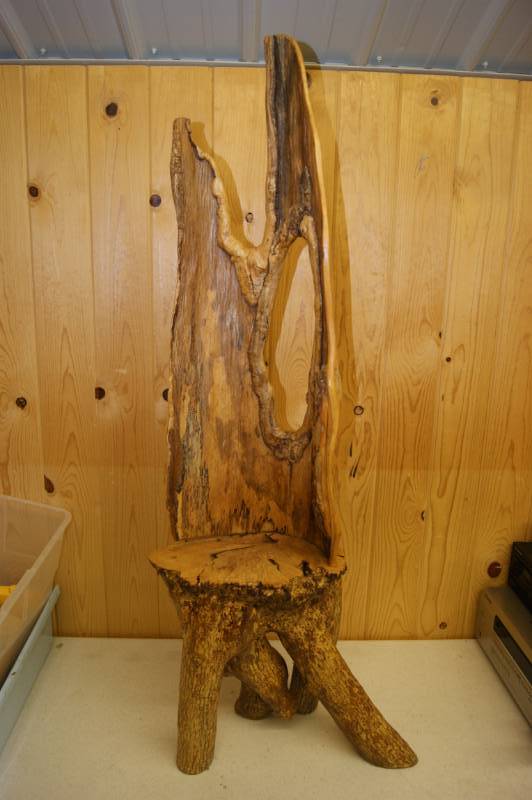 lot 33 image: Handcrafted Wooden Small Chair or Plant Holder
