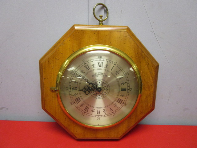 lot 708 image: SOLID WOOD OCTAGON-SHAPED CLOCK