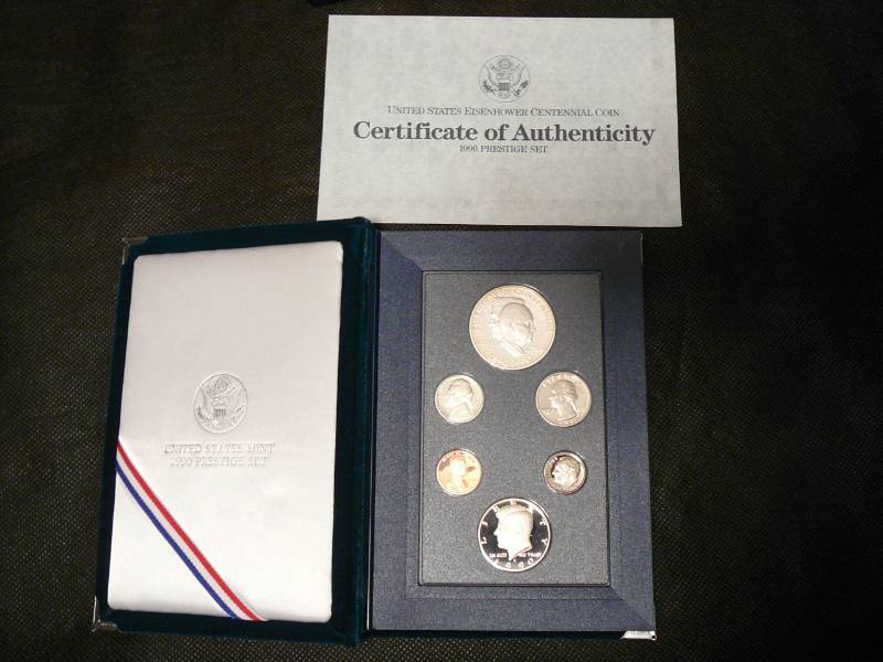 lot 3 image: 1990 Prestige Set Eisenhower Centennial Coins