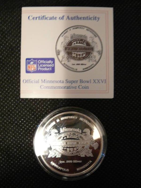 lot 14 image: 1 oz Silver .999 Super Bowl XXVI