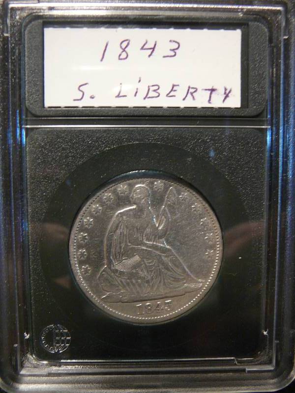 lot 32 image: 1843 Seated Liberty Half Dollar Key Date