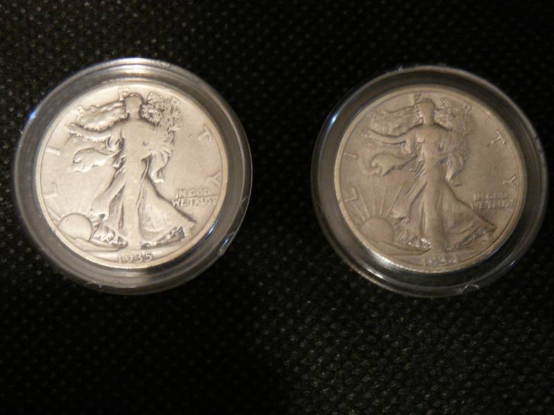 lot 60 image: 2 Walking Liberty Half Dollars