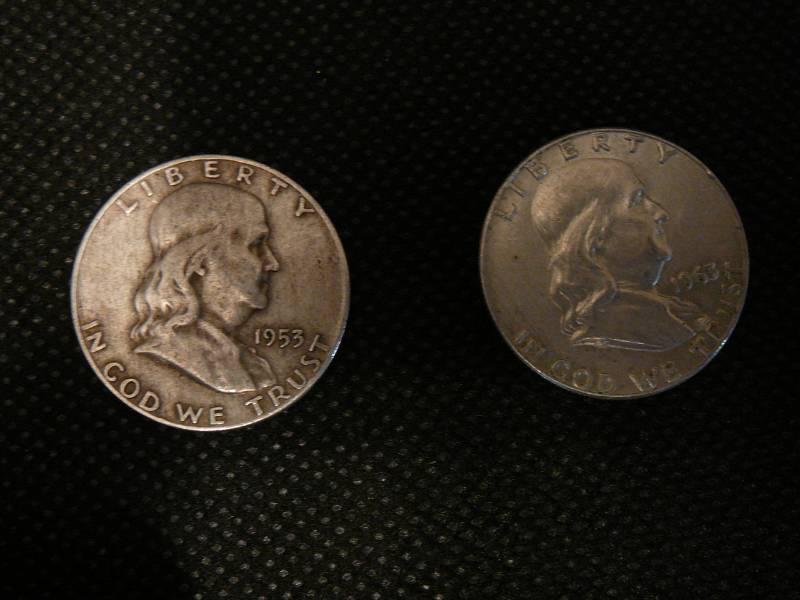 lot 70 image: 2 Franklin Half Dollars