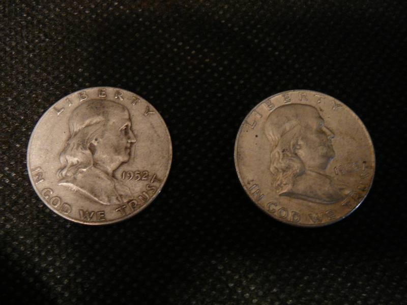 lot 79 image: 2 Franklin Half Dollars 90%