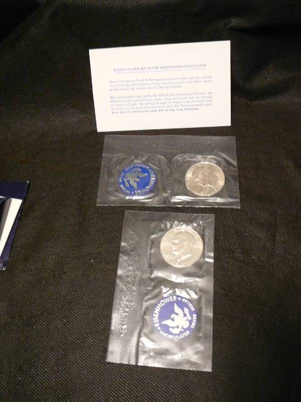 lot 97 image: 2 - 1971 Eisen Lower Uncirculated Silver Dollars 40%
