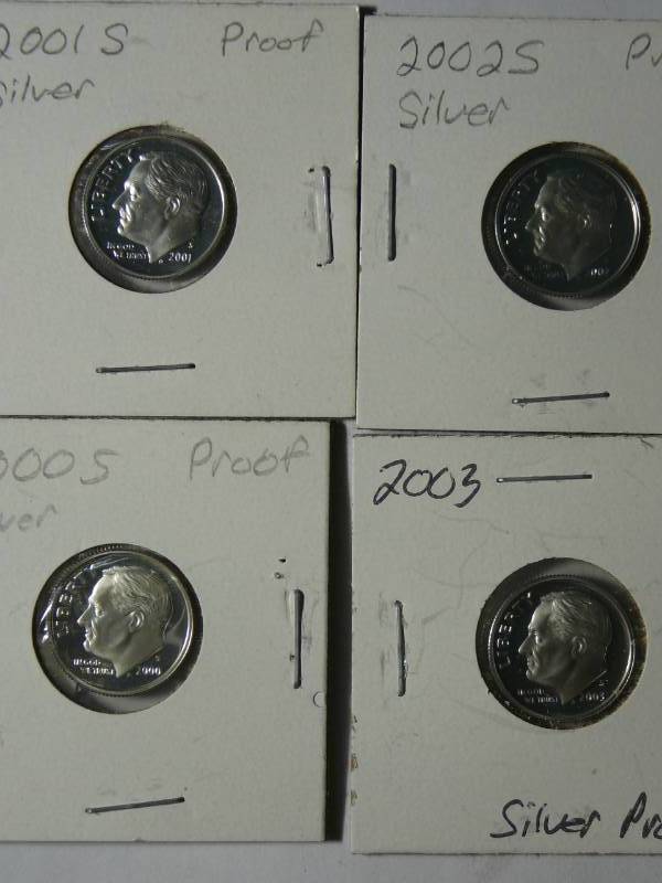 lot 115 image: 4 Roosevelt Dime Proofs