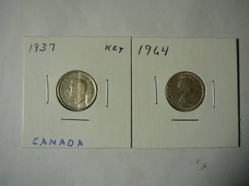 lot 116 image: 1937 Canada 10 Cents Georgivs 1964 Canada 10 Cents Elizabeth II