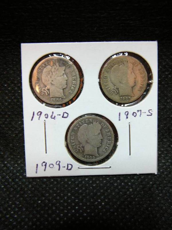 lot 128 image: 3 - Barber Dimes