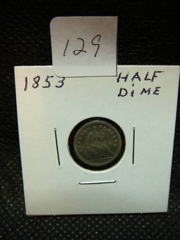 lot 129 image: 1853 Seated Liberty Half Dime