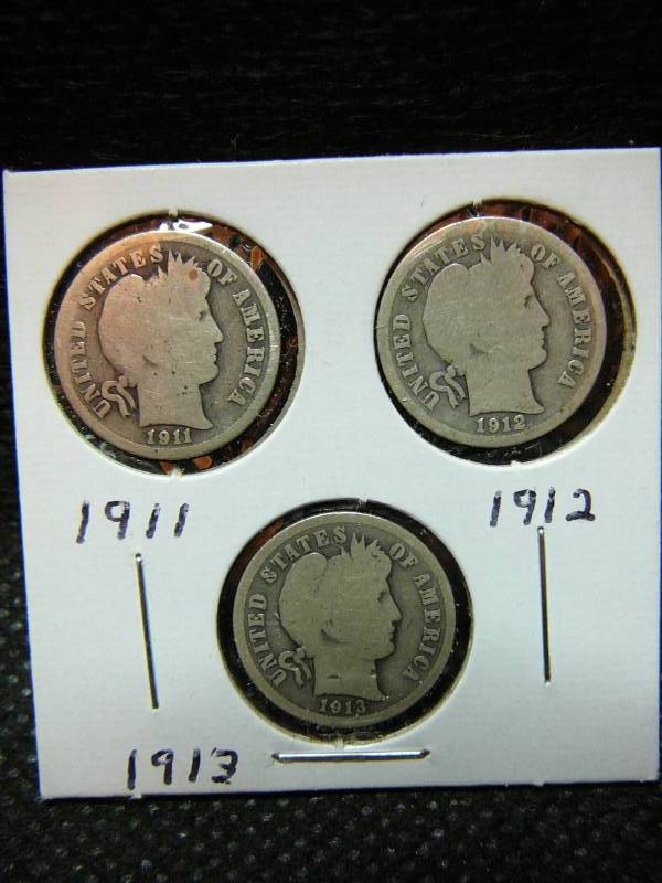 lot 133 image: 3 - Barber Dimes