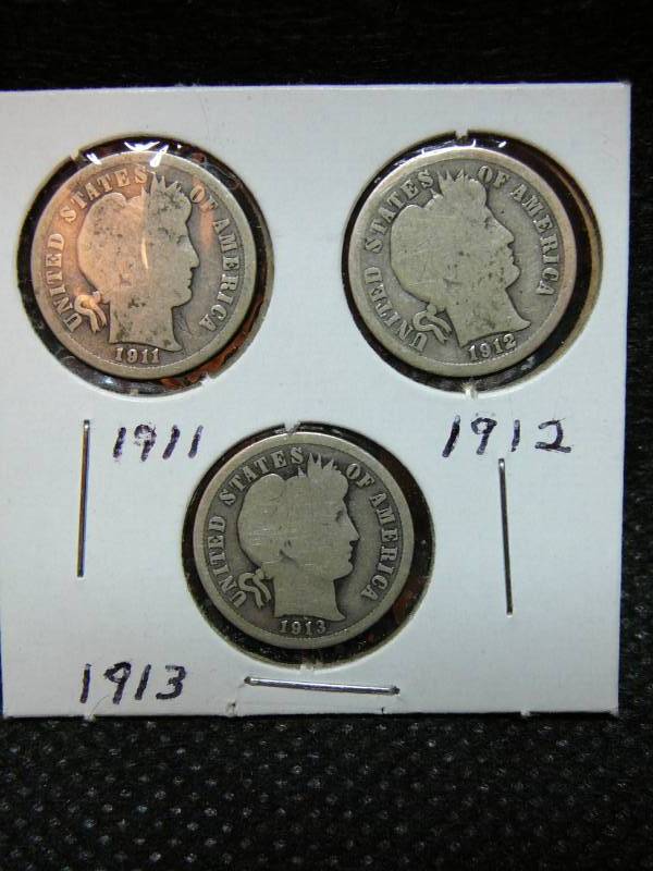lot 144 image: 3 - Barber Dimes