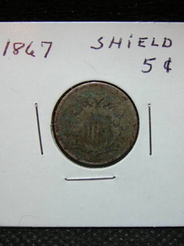 lot 151 image: 1867 5 Cent Shield