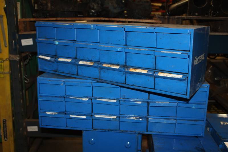 lot 109 image: Lot of (2) Fastenal Metal 18-bin Parts Organizer Cabinet
