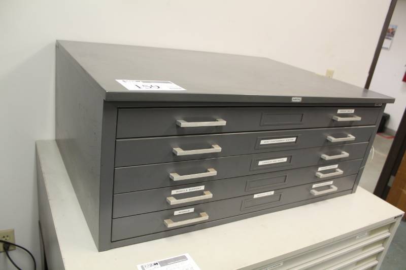 lot 159 image: Hamilton 5-Drawer Metal Blueprint File Cabinet