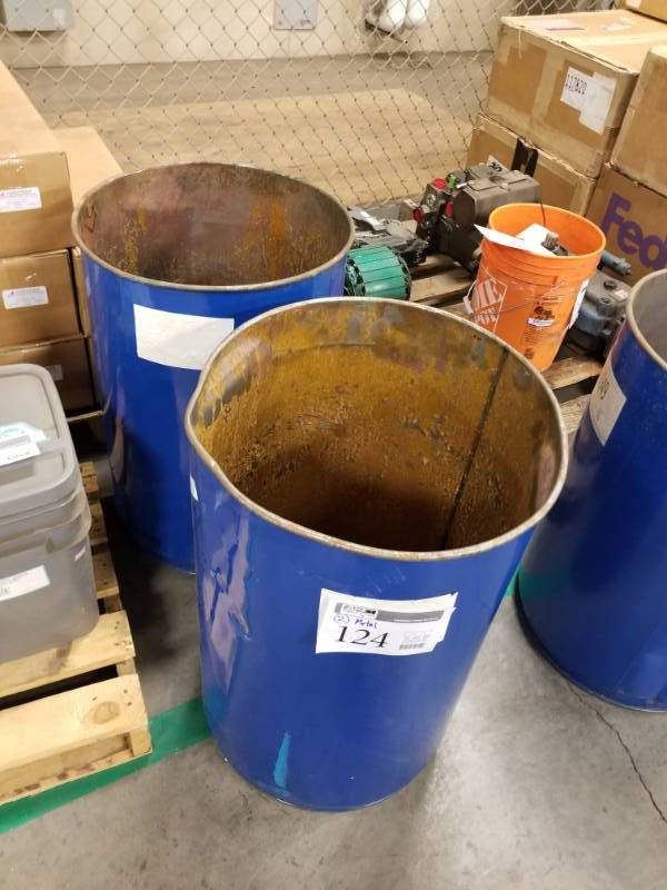 lot 124 image: Lot of (2) Metal Open Top Drums