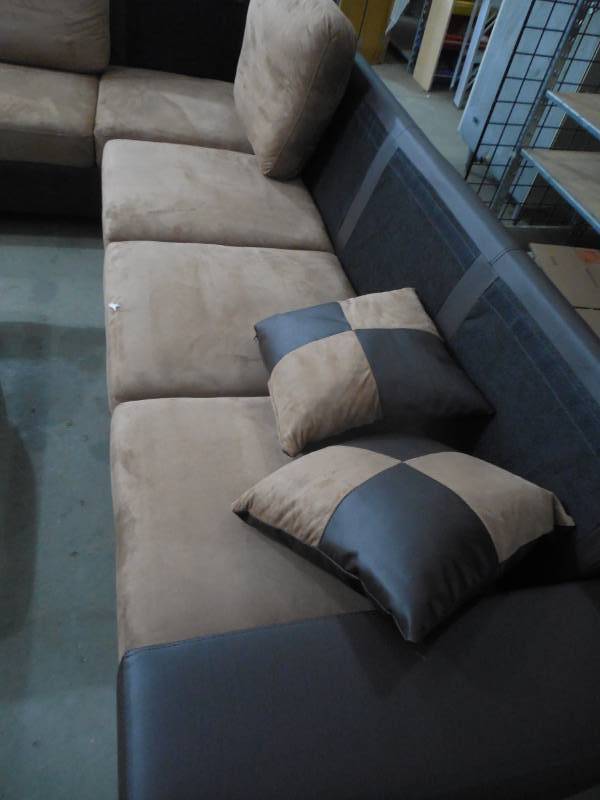 lot 8 image: Sierra Saddle Brown Microfiber Sectional Sofa