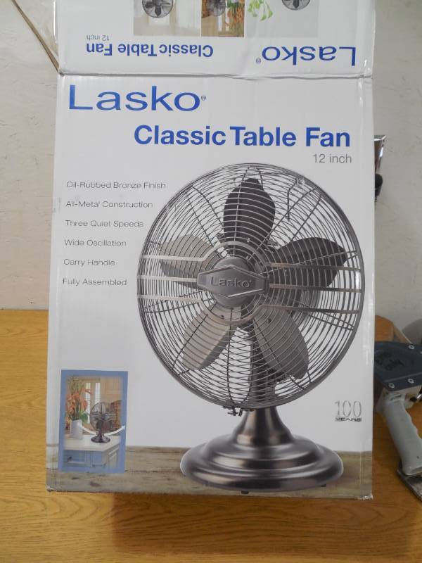 LASKO 12 Metal Table Fan | New Scratch u0026 Dent Appliances, Furniture,  Tools, Kids Toys, Car Seats, Strollers, Great Gifts in this Auction #281 |  K-BID
