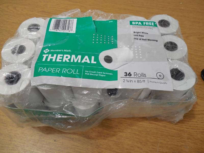lot 122 image: Members Mark Thermal Paper Bright-White BPA-Free, 2 14 x 85, 34 Rolls