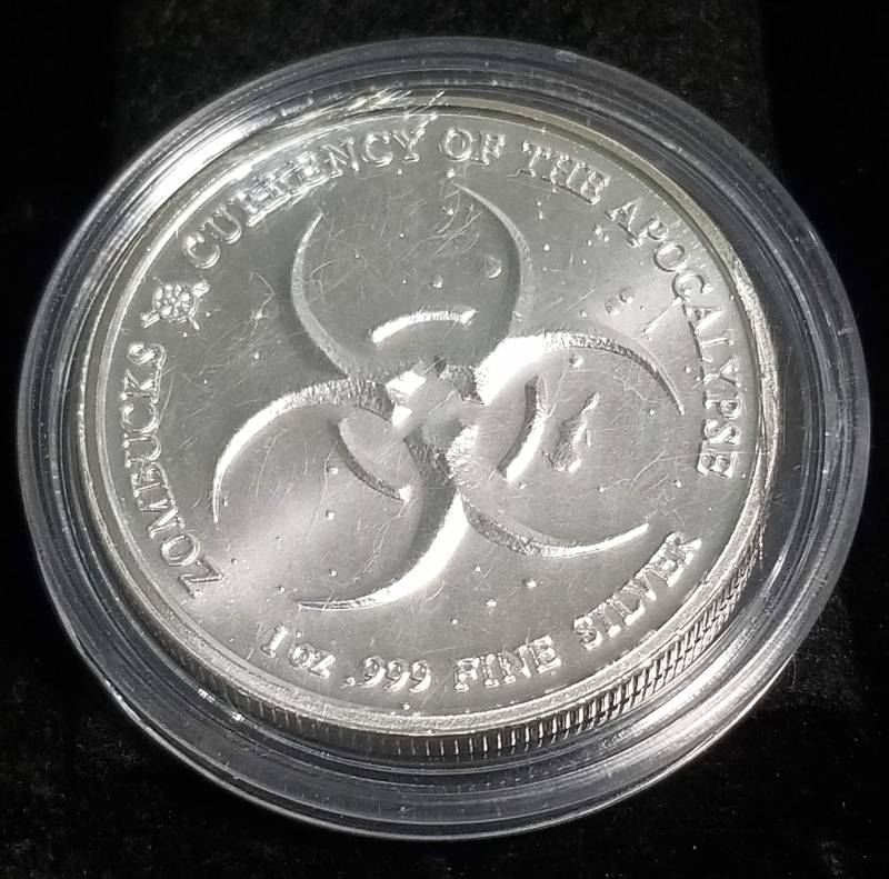 2019 ZOMBUCKS SAINT 1 TROY OZ .999 FINE SILVER IN AIRTITE