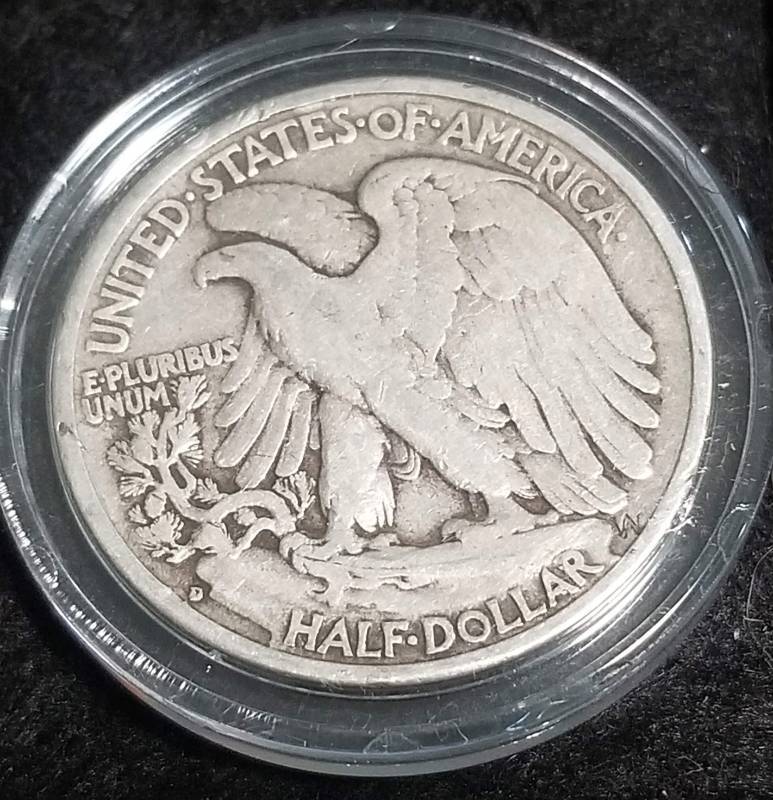 1942-D WALKING LIBERTY SILVER HALF DOLLAR IN AIRTITE
