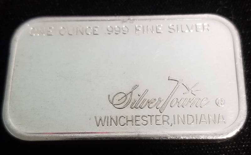 1 TROY OZ. .999 FINE SILVER BAR SILVERTOWNE PROSPECTOR