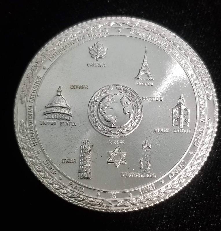1 TROY OZ. .999 FINE SILVER VINTAGE WORLD COMMERCE & TRADE ROUND