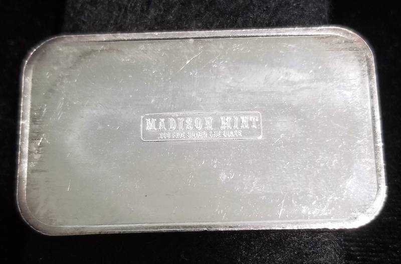 1 TROY OZ. .999 FINE SILVER BAR THE STAGECOACH MADISON MINT