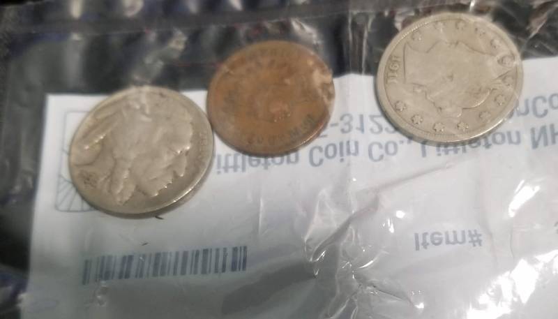 3 COINS 1906 INDIAN CENT 1911 LIBERTY 1936 BUFFALO NICKELS