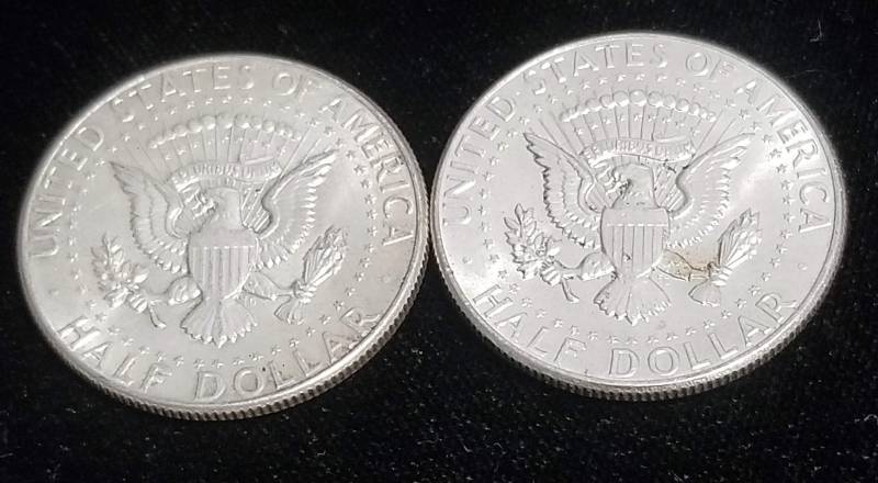 2 AU-UNC 1964 KENNEDY SILVER HALF DOLLARS