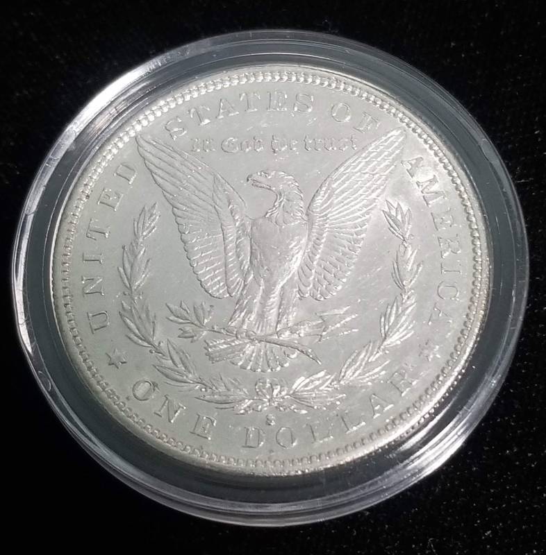 1890-S MORGAN SILVER DOLLAR IN AIRTITE