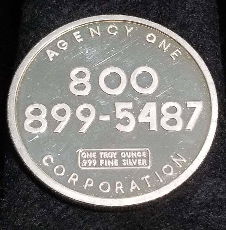 1 TROY OZ. .999 FINE SILVER AGENCY ONE CORP