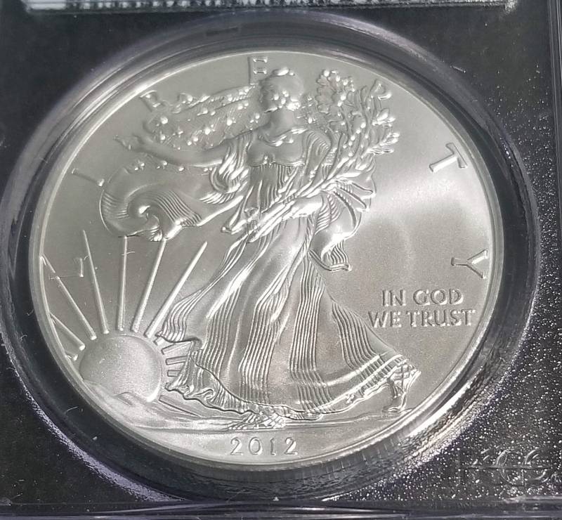 2012(W) AMERICAN SILVER EAGLE 1 TROY OZ. .999 FINE SILVER MS70 PCGS FIRSTSTRIKE