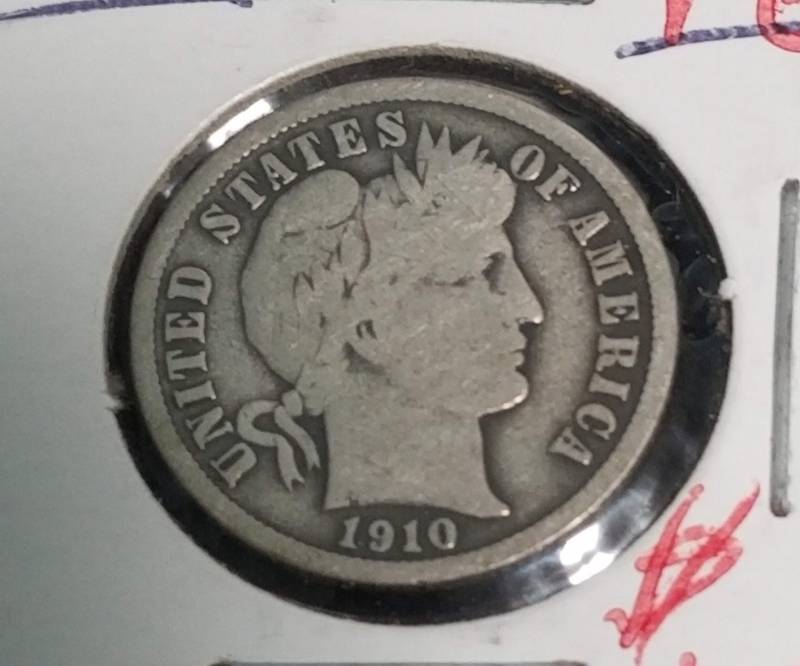 3 COINS 1909 WHEAT CENT 1910 1912 BARBER SILVER DIMES