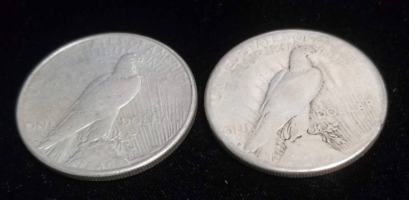 2 PEACE SILVER DOLLARS 1922-S 1923-S