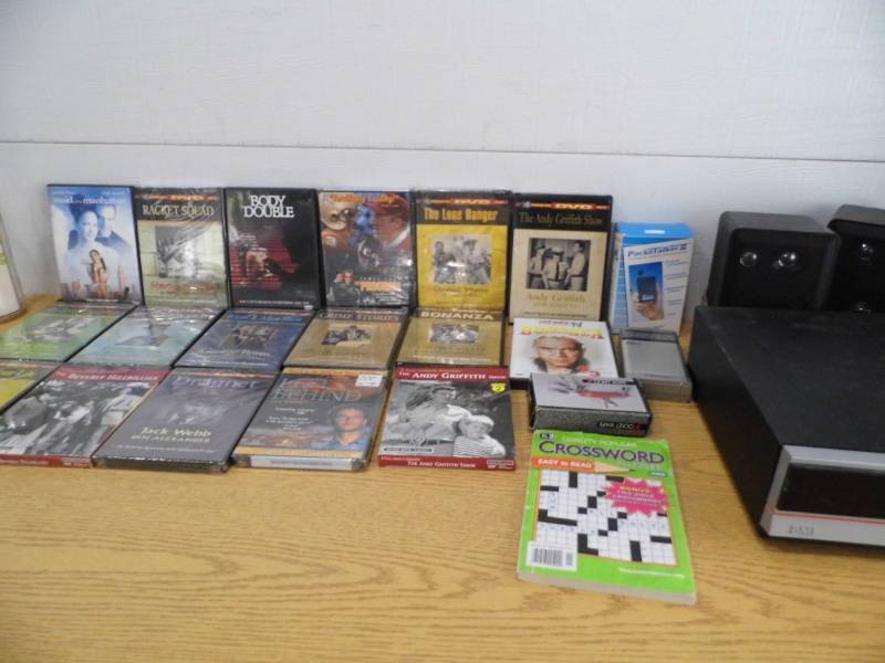 lot 67 image: Insignia Speakers - DVDs - Cassettes