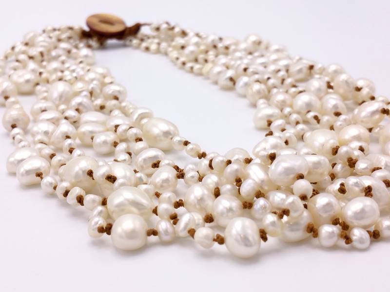 Ladies Six Strand Baroque Pearl Estate Necklace